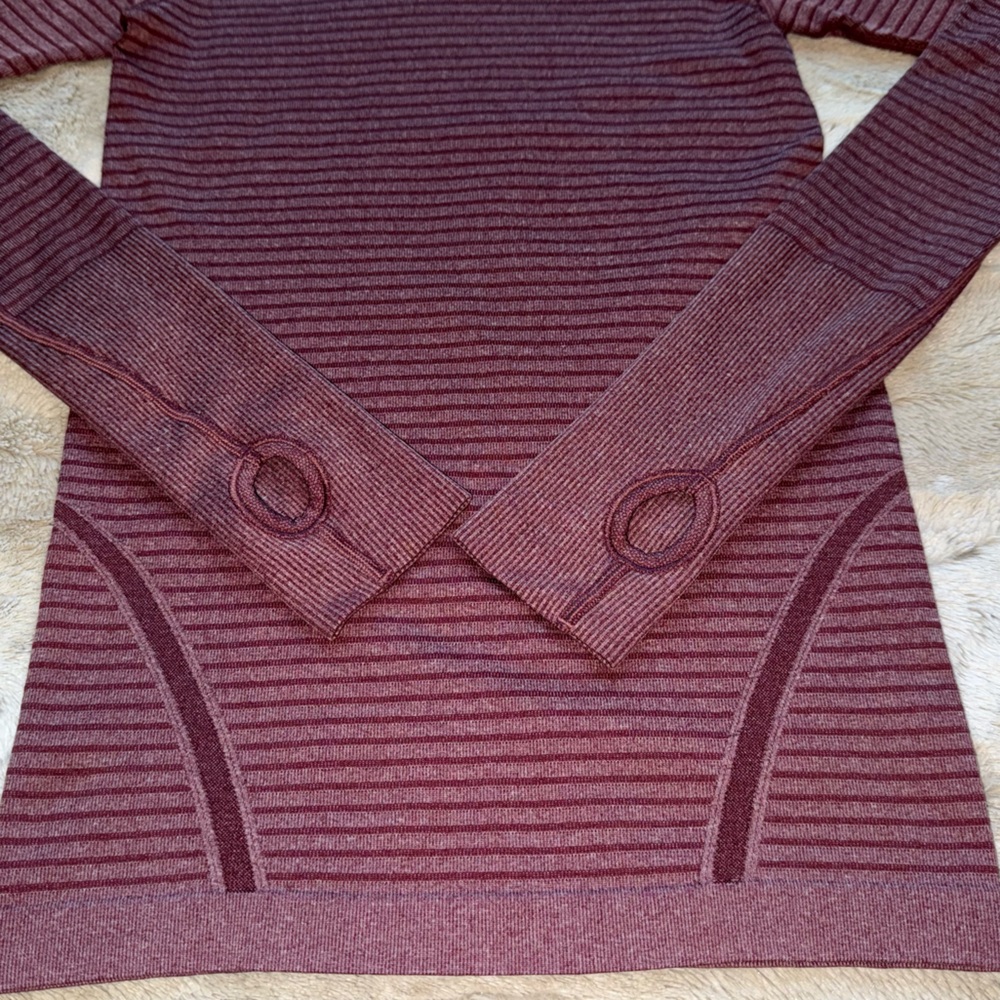 Lululemon Swiftly Tech Long Sleeve Crew in Heathered Bordeaux Drama Size 4 - Picture 6 of 15